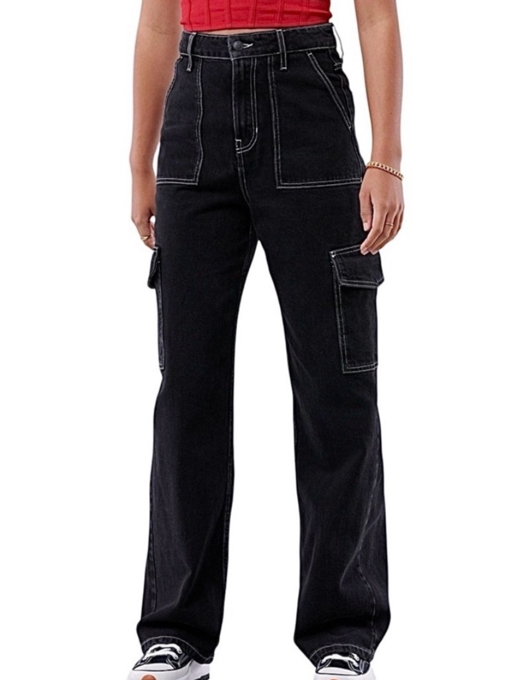 Social Tourist Black Baggy Cargo Utility Carpenter Jeans - High Waist- RARE FIND